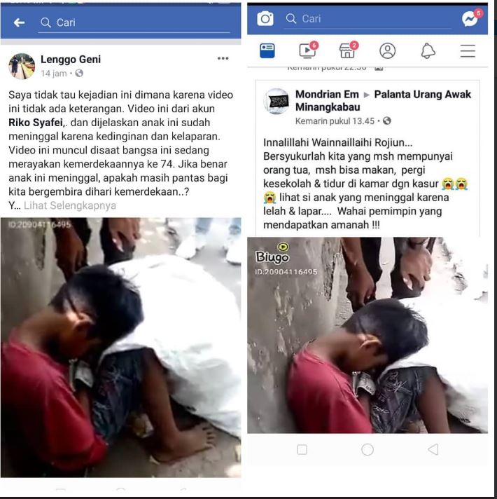 Pemberitaan Angga, bocah pemulung yang dikabarkan meninggal viral di medsos