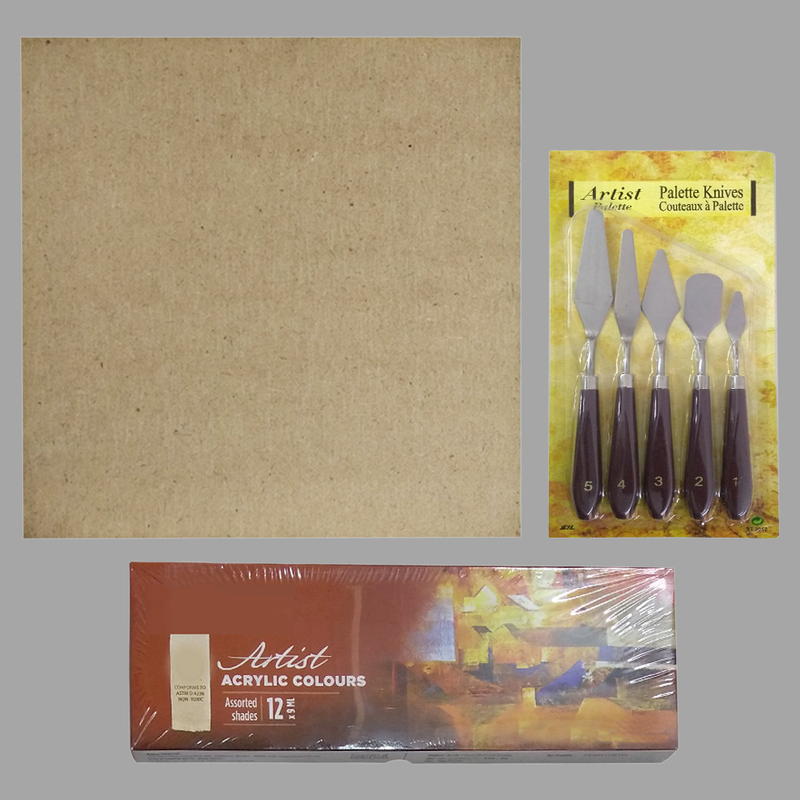 Knife Painting on MDF Square Board DIY Kit