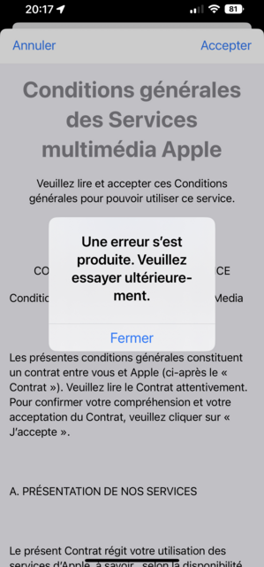 Erreur update logiciel