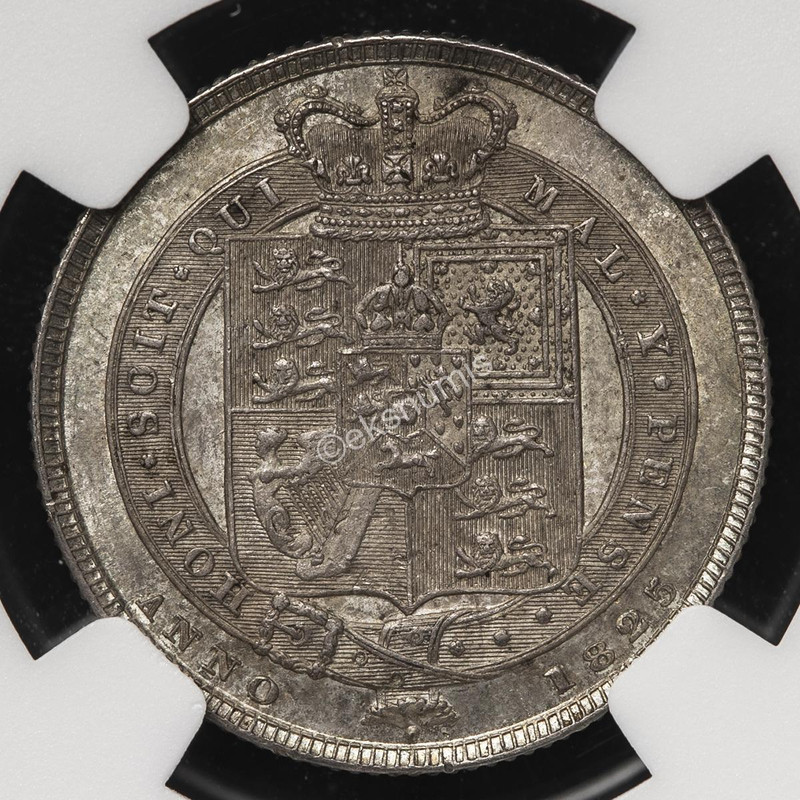 1825 Shilling laurette Head Reverse