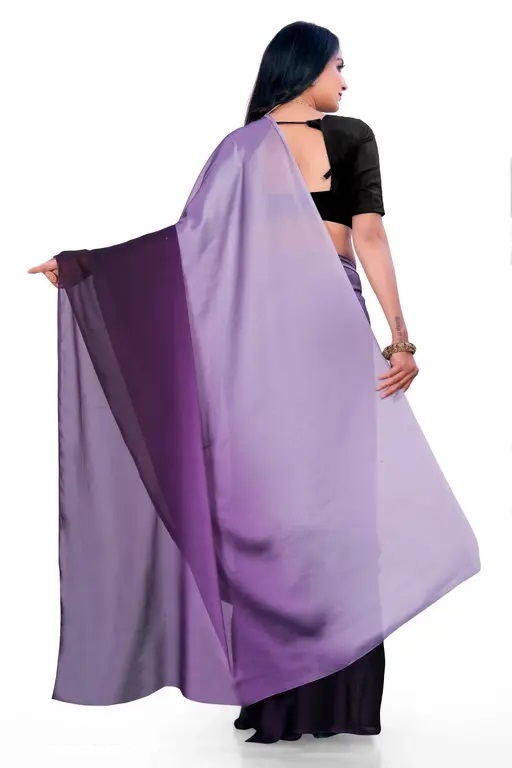 Two-Tone Georgette Purple Saree With Blouse (R102)