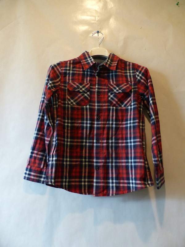 GUESS BOYS LANE PLAID LONG SLEEVE WOVEN TOP RUGBY RED SIZE 7
