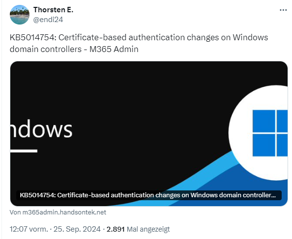Windows Domain Controller KB5014754