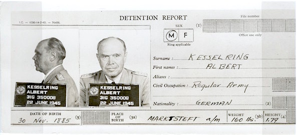 Informe de detención de Albert Kesselring de junio de 1945
