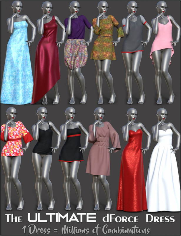 dForce Multi Dress System for Genesis 8 Female(s) + Add-On