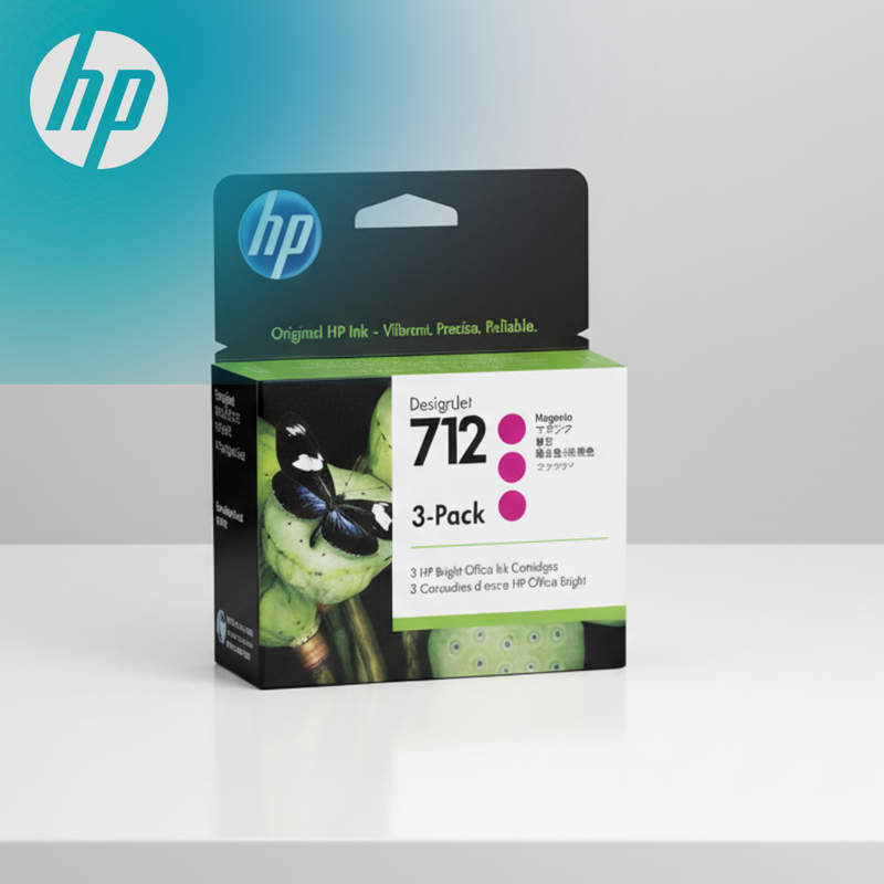 Pack com 3 Cartuchos de Tinta HP 712 Magenta