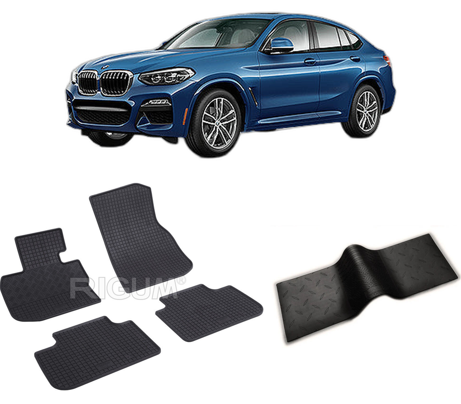 Set covorase auto BMW X4 G02 din 04.2018-PREZENT, cu covoras tunel median, CAROSERIE SUV, Presuri cauciuc 100%, compatibil cu autoturismul BMW X4 G02, Rigum