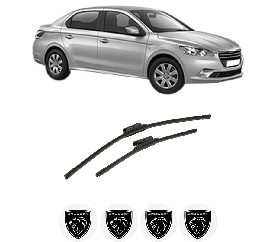Set stergatoare auto PEUGEOT 301 din 2012-2018, pentru parbriz auto, 2 bucati, Bosch Aerotwin, din cauciuc siliconat rezistent, 4 Stickere Auto PEUGEOT