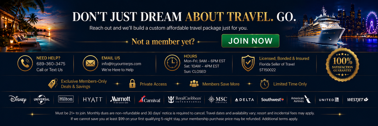 Try Our Trips Member Travel Footer