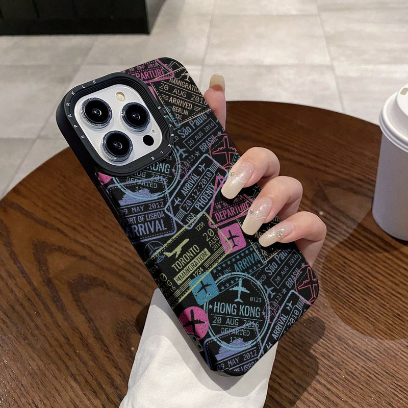 Foto de Funda con diseño de viaje negra.