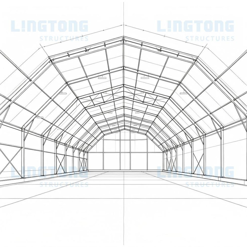 Polygon shape customizable structure for sports tent with multi-sided design for unique architectural appearance