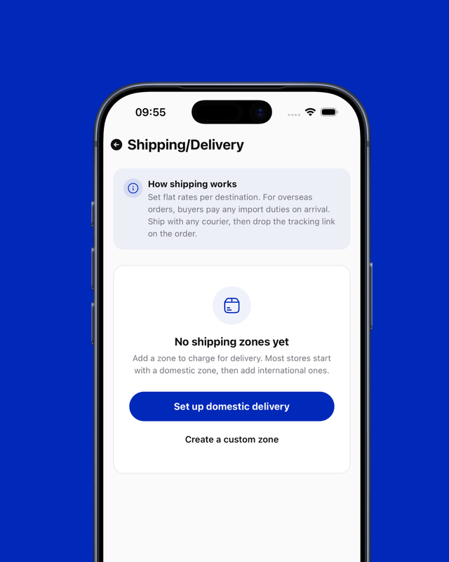 The Shipping/Delivery screen on Strawlo