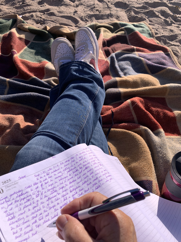 Writing-my-diary-at-Cove-Bay-11-07-25