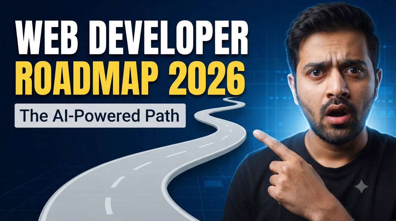 Result of: AI-Powered Web Developer Roadmap 2026 YouTube Thumbnail Prompt