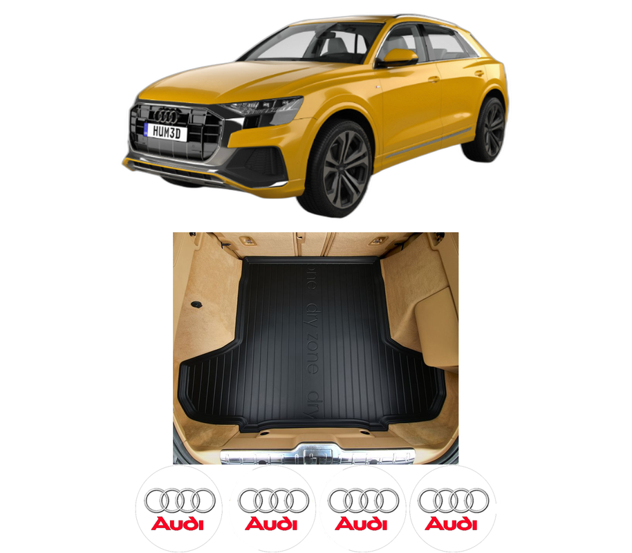 Tavita Portbagaj AUDI Q8 (4MN, 4MT) din 2018-2024, Protectie Portbagaj Auto, 4x Stickere auto cu AUDI