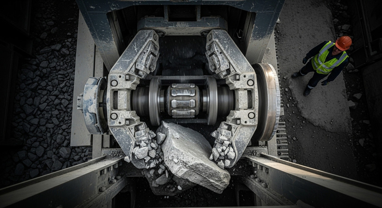 Щековая дробилка для переработки бетона в вторичный щебень