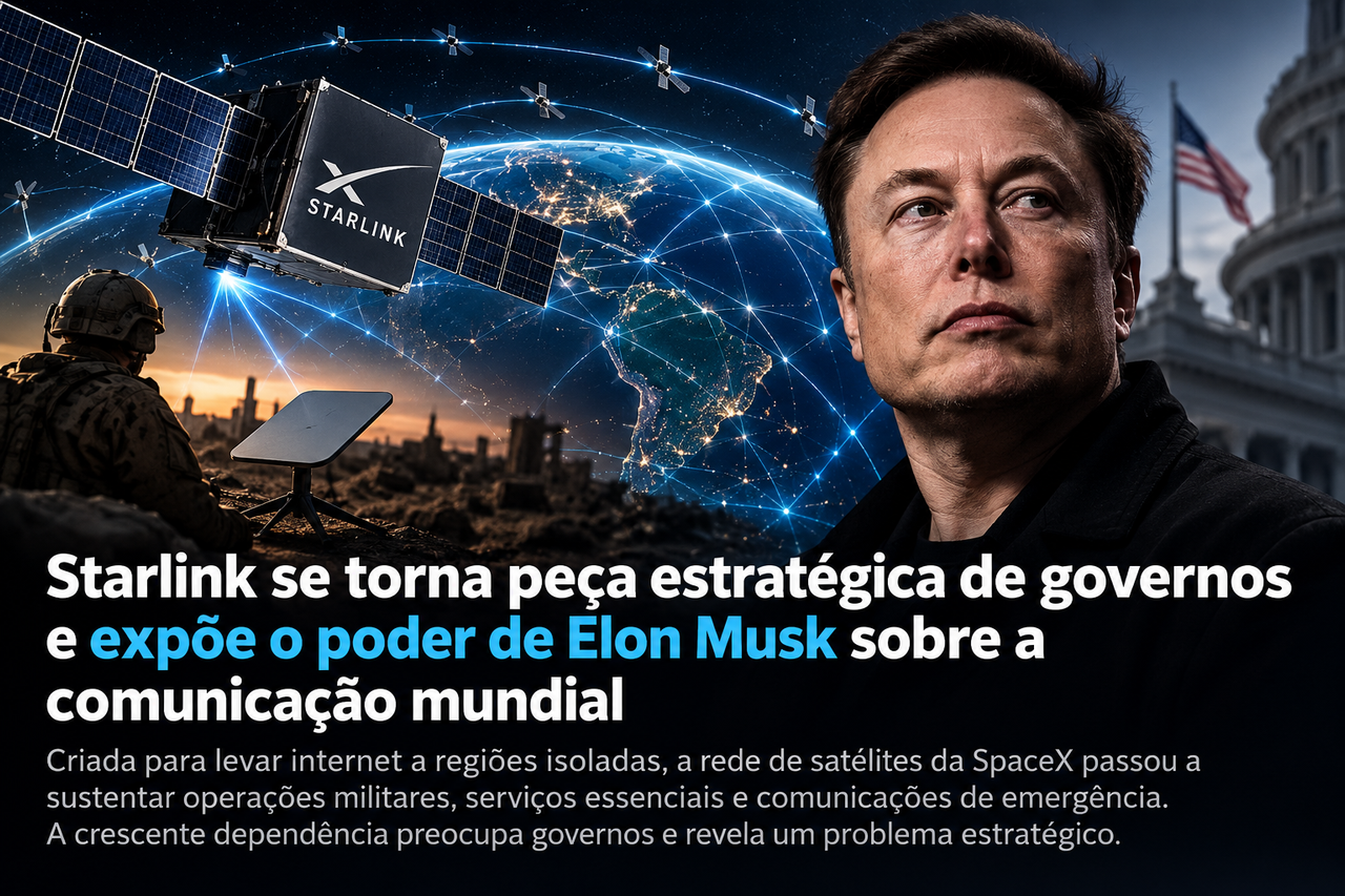 Starlink se torna peça estratégica de governos e expõe o poder de Elon Musk sobre a comunicação mundial