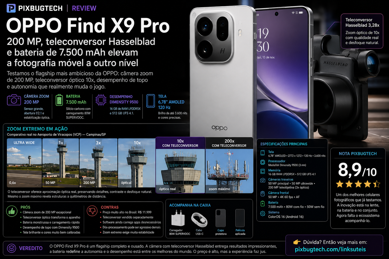 Review OPPO Find X9 Pro: câmera de 200 MP e teleconversor impressionam, mas o preço brasileiro exige perfeição