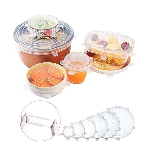 Amazon: Tapas Elastica de silicon para CUALQUIER tamaño o forma de vaso, refractario tupper etc.