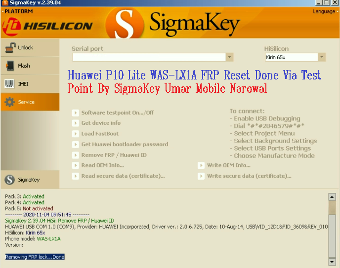 Huawei P10 Lite WAS-LX1A FRP Reset Done Via Test Point By SigmaKey -  GSM-Forum