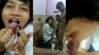 Video made of a girl licking a dick after applying chocolate on it