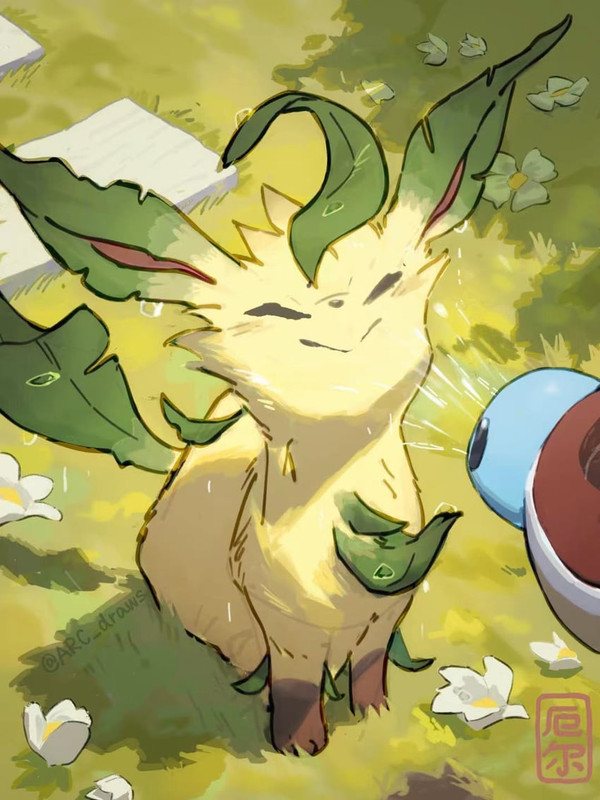 leafeon-and-squirtle-pokemon-drawn-by-ar