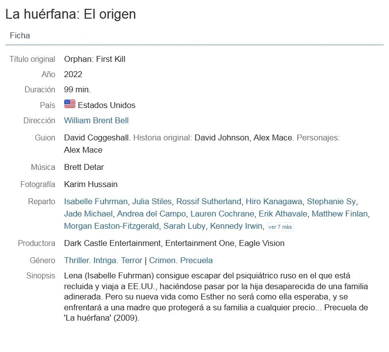 La Huérfana El Origen (2022) 720p Latino ZS