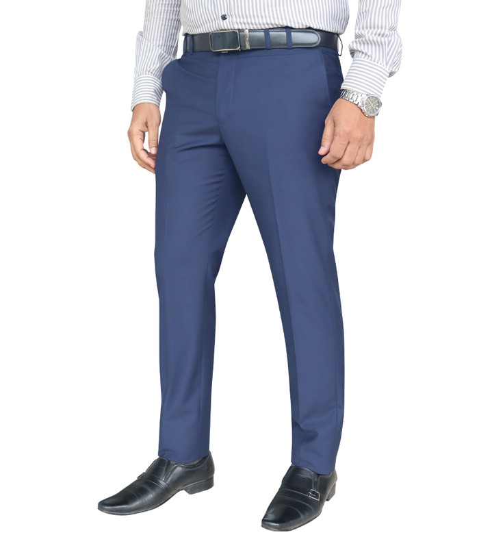 Men’s Trouser Formal Slim Fit Plain Front Cross Pocket Color: 839 (NAVY BLUE-2)S
