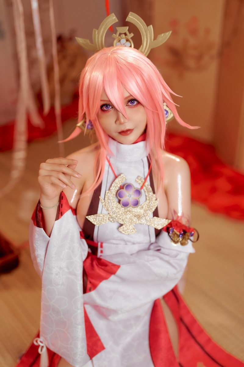 Joyce Lin2x Yae Miko Cosplay Genshin Impact 高清写真 35P插图1