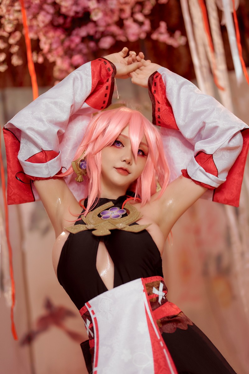 Joyce Lin2x Yae Miko Cosplay Genshin Impact 高清写真 35P插图1
