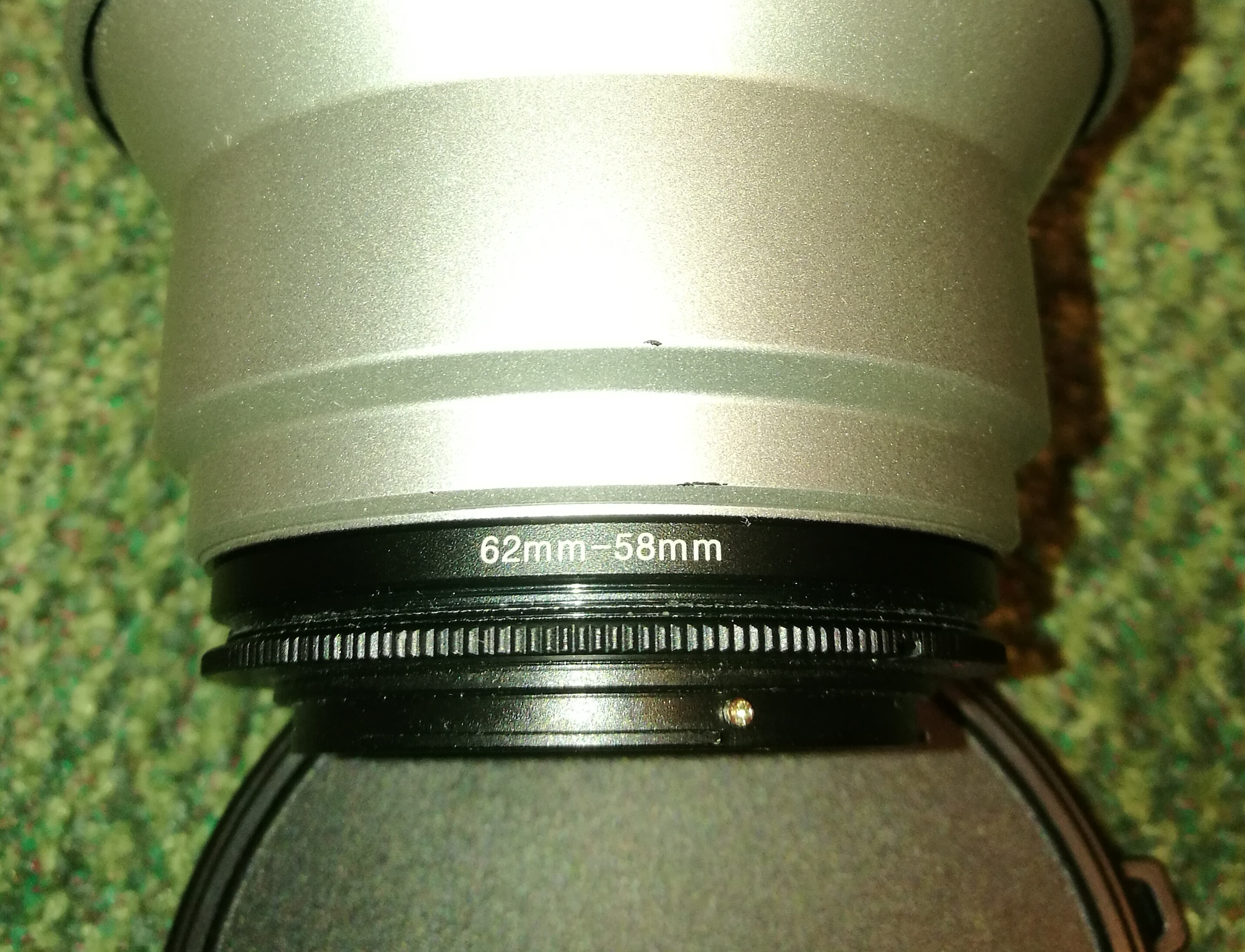 Solution- 62-58mm step down ring.