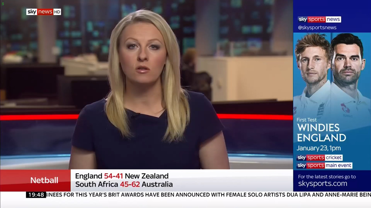 13 January - 19.30.00 - Sportsline. Sky News presents the news a