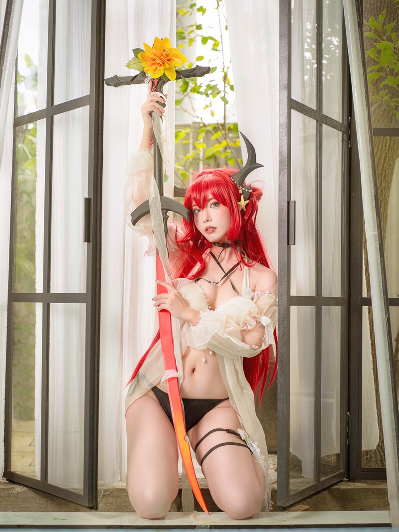 切切Celia 明日方舟 史尔特尔泳装 Surtr Cosplay 写真 27P插图5