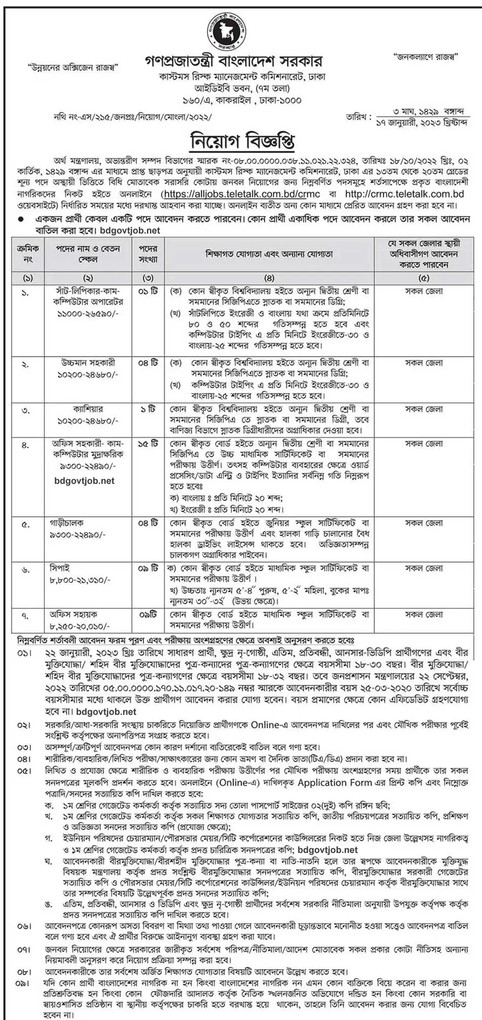 CRMC Job Circular 2023