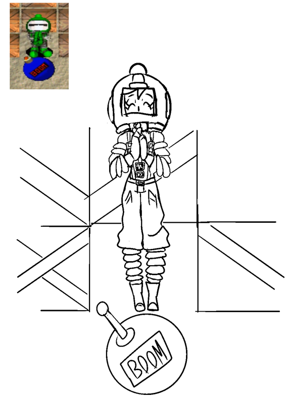 Atomic Bomberwoman praying pose redraw