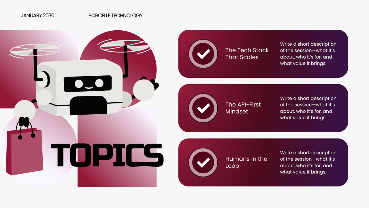 Tech Conference Welcome Slide in Red White Modern Professional Style