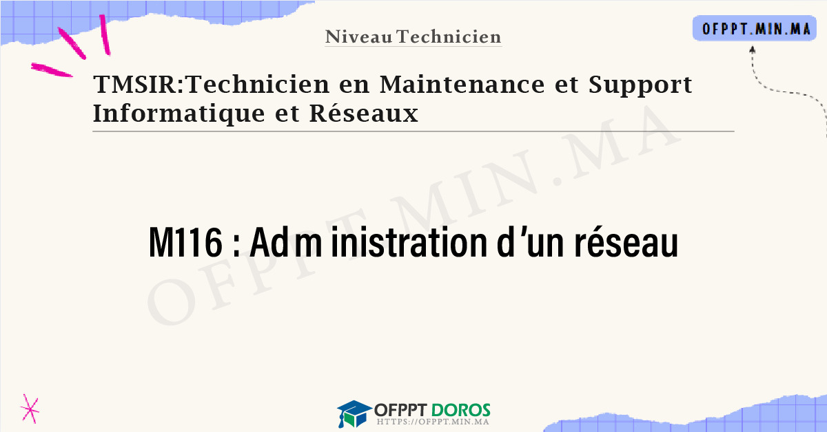 Sommaire détaillé du cours Administration d’un réseau M116 OFPPT - Structure du module