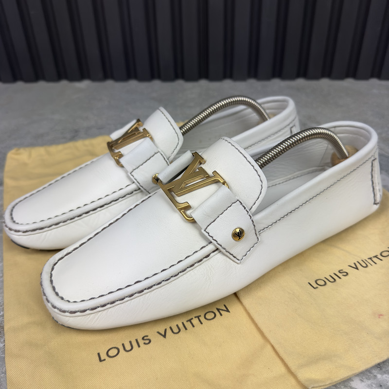 Louis Vuitton Monte Carlo Moccasins White Leather 8 LV or 9 US or