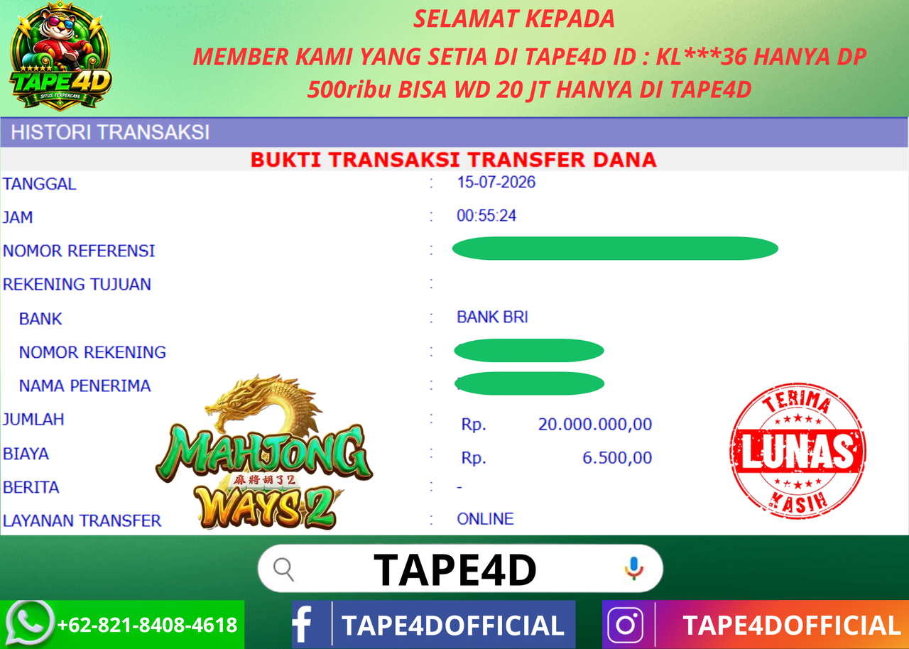 TAPE4D MAHJONG WAYS 2 PG SOFT 20.000.000-LUNAS