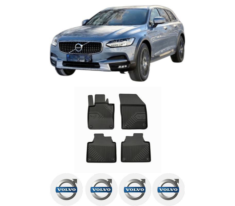 Set covorase presuri VOLVO V90 II Cross Country (236) din 2016-2021, auto, din cauciuc thermoplastic, 4 Stickere auto cu VOLVO