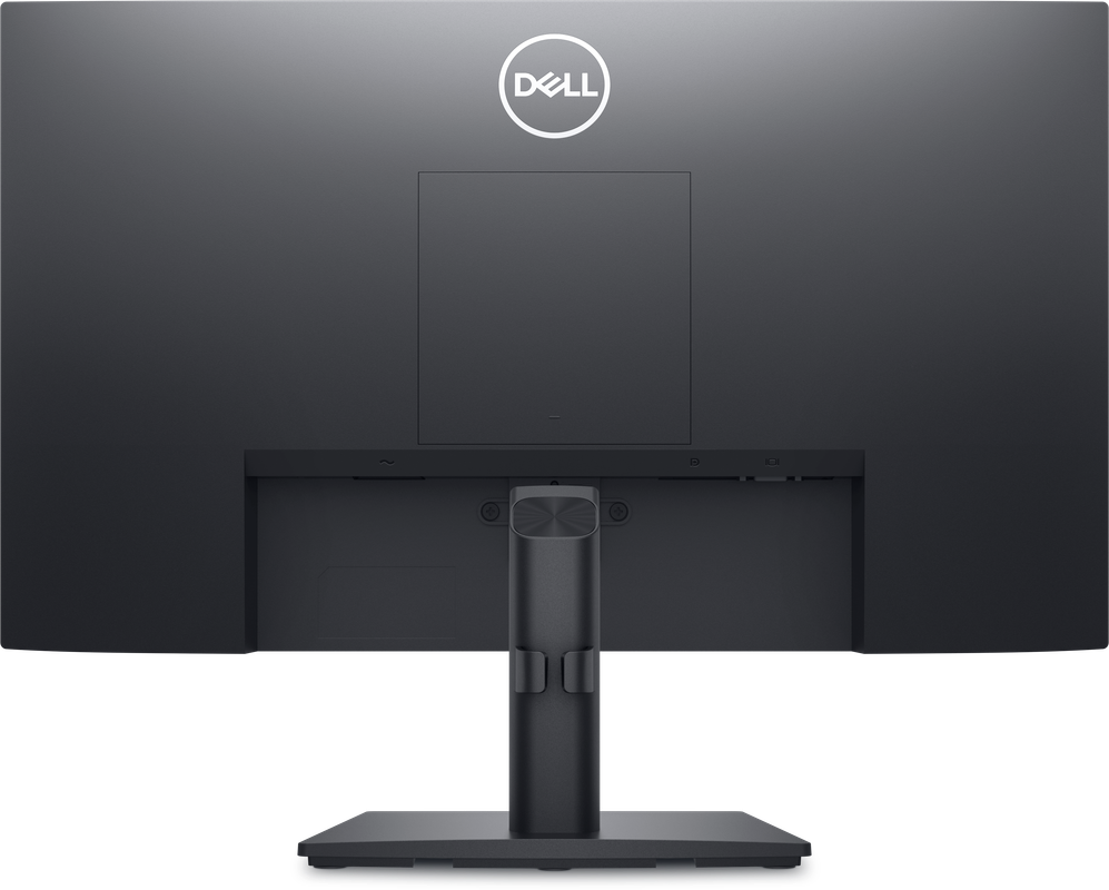 Perfil delgado y vista trasera del monitor Dell E2225H mostrando su conectividad.