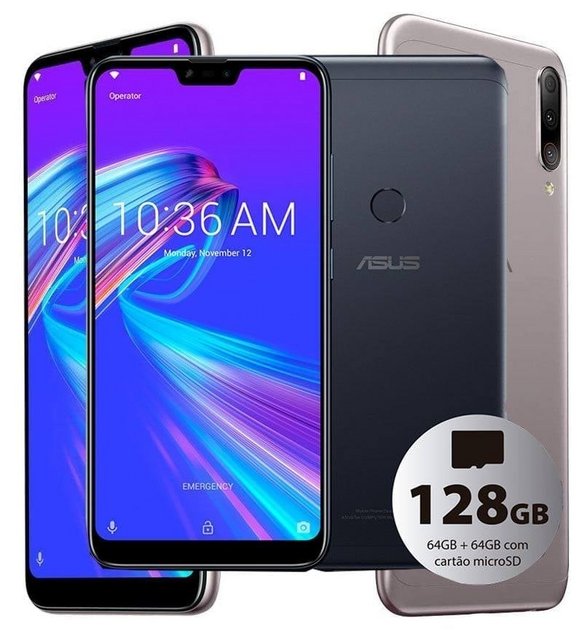 Smartphone Asus Zenfone Max Shot Plus (64GB + 64GB de Cartão MicroSD) Prata Octa-Core 4GB de RAM Tela 6,2 Câm.Tripla + Selfie 8MP