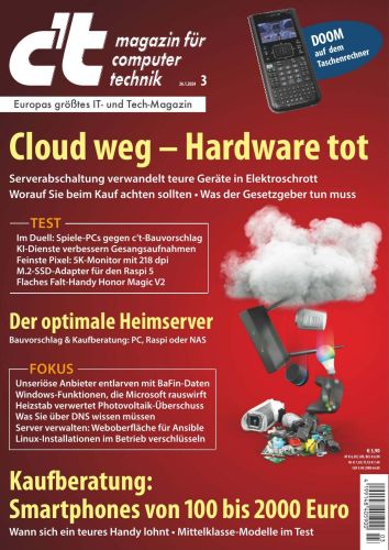 Cover: ct Magazin für Computertechnik No 03 vom 26  Januar 2024