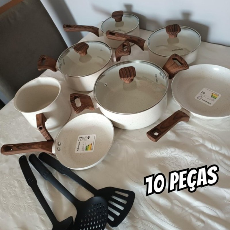 Mimo Style, Jogo de Panelas Cerâmica 10 Peças Indução Pratic Cook Marmol Mimo Style, Jogo de Panelas Cerâmica 10 Peças Indução Pratic Cook Marmol