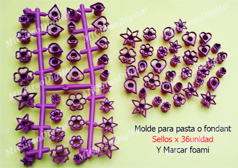 Miosotis sellos proformas flores estrellas porcelanicrón fondant