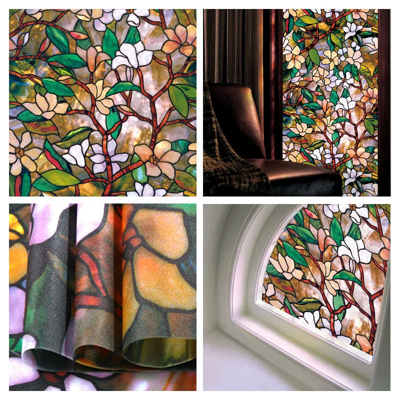 Rainbow Frosted Stained Glass Window Film Design