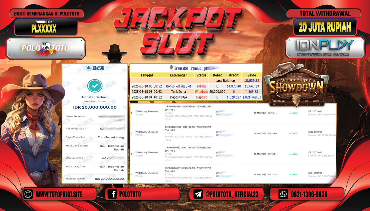 POLOTOTO JACKPOT SLOT WILD BOUNTY SHOWDOWN Rp.20.000.000,-