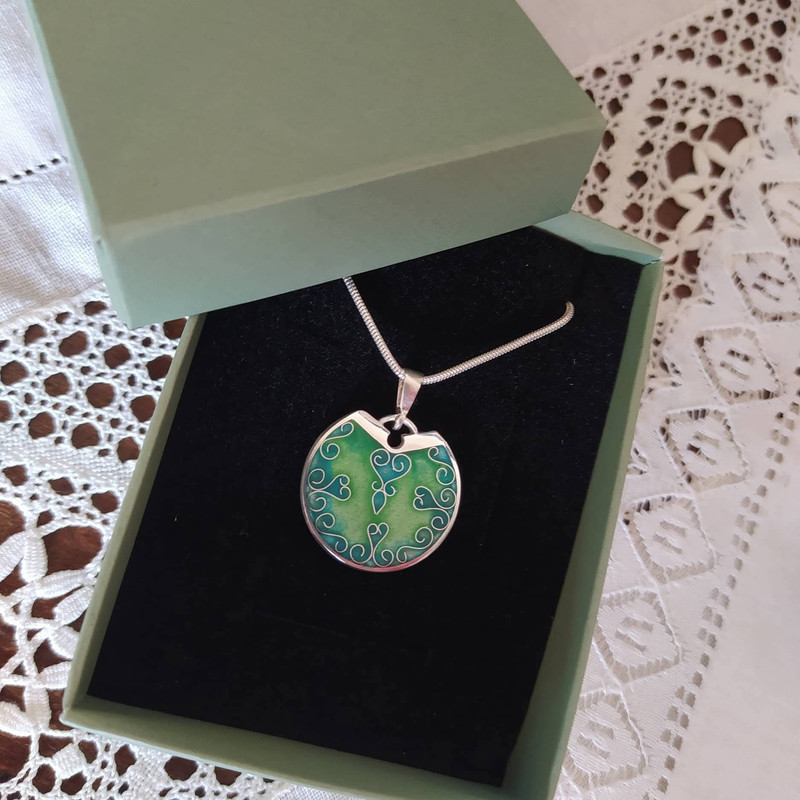 Cloisonné Enamel Pendant Garden Medallion - handmade cloisonne enamel