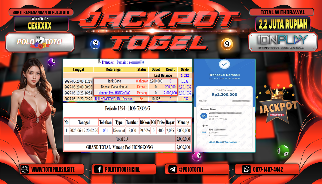 POLOTOTO JACKPOT TOGEL HONGKONG LOTTO Rp.2.200.000,-