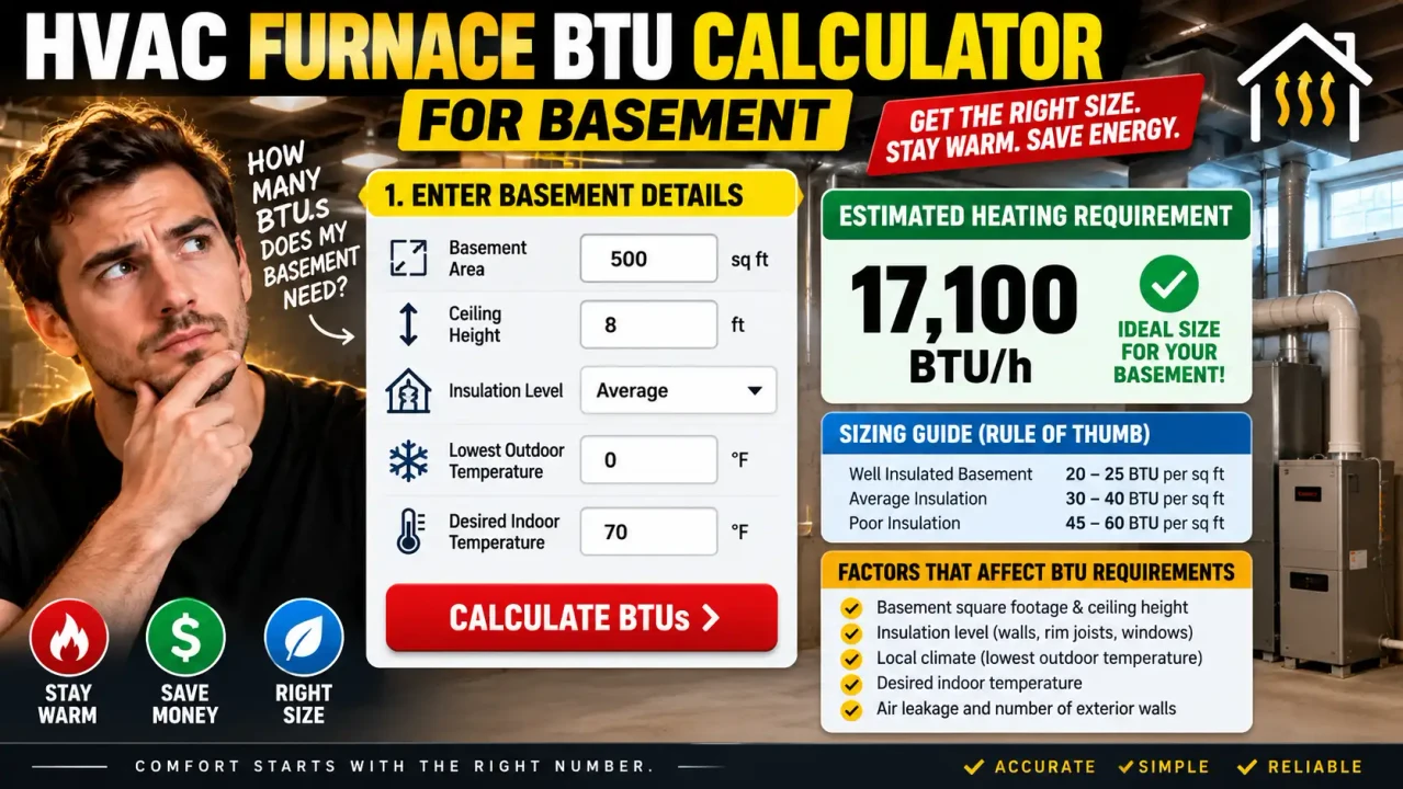 Hvac Furnace Btu Calculator For Basement Online
